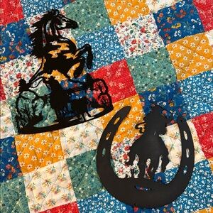 Black Metal Horse and Cowboy Wall Decor